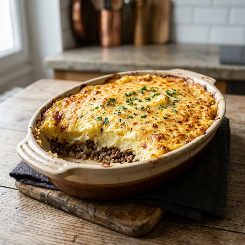Hachis parmentier maison gratiné servi chaud
